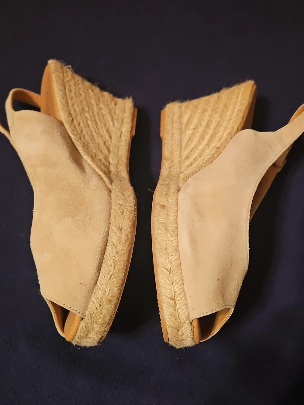 Women’s Beige Suede Peep-Toe Slingback Espadrille Sandals
